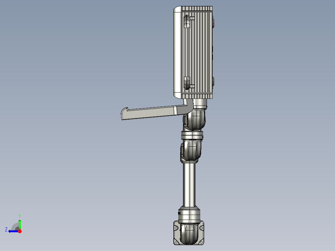 悬臂控制操控箱键盘支架-I3-垂直墙座-转角-中间连接器-90度箱体连接器-200-200-300右视图