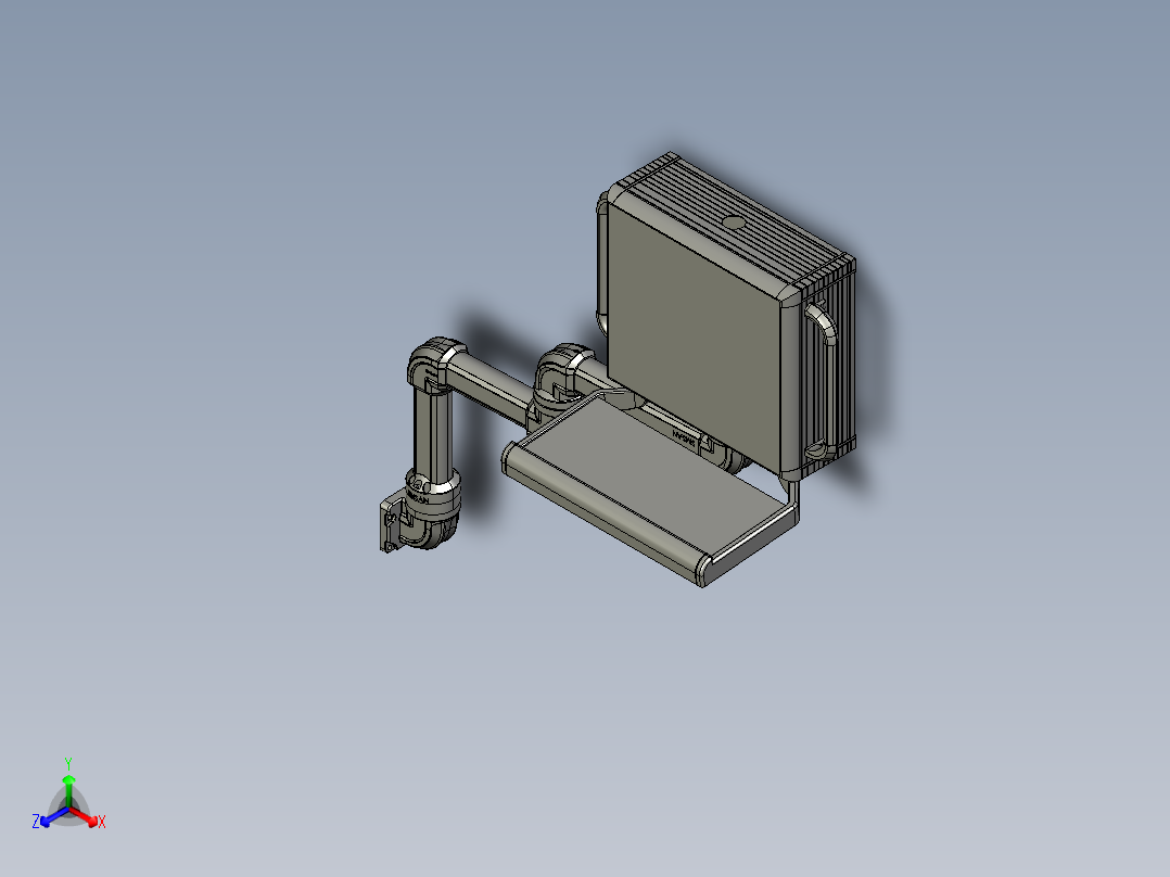 悬臂控制操控箱键盘支架-I3-垂直墙座-转角-中间连接器-90度箱体连接器-200-200-300正等轴测图