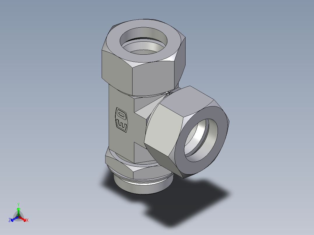 卡套式工业通用硬管接头EO_Adjustable_locknut_run_tee_LEE38SRCF