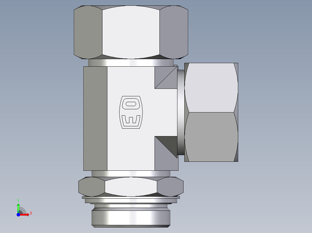 卡套式工业通用硬管接头EO_Adjustable_locknut_run_tee_LEE38SRCF前视图