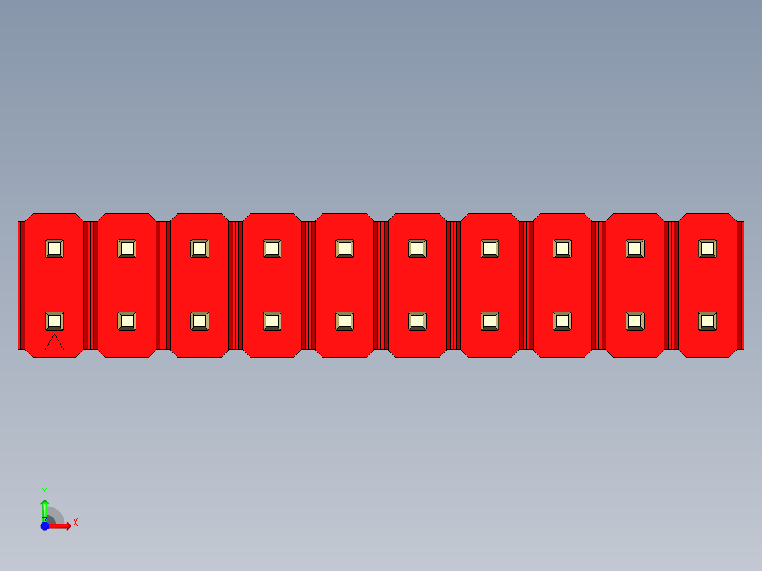 彩色公头100mil（2.54mm）系列-DS1021_red_2x10p_100mil_Type19_rev1.0前视图