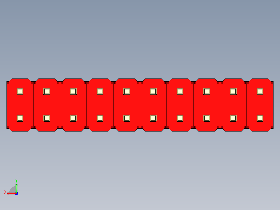 彩色公头100mil（2.54mm）系列-DS1021_red_2x10p_100mil_Type19_rev1.0后视图