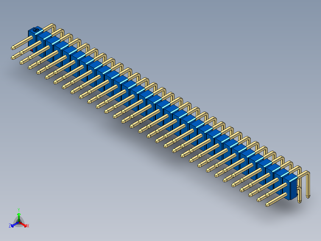 彩色公排针 100mil 2.54mm 系列-DS1022_blue_2x31p_100mil_TypeD_rev1.0正等轴测图