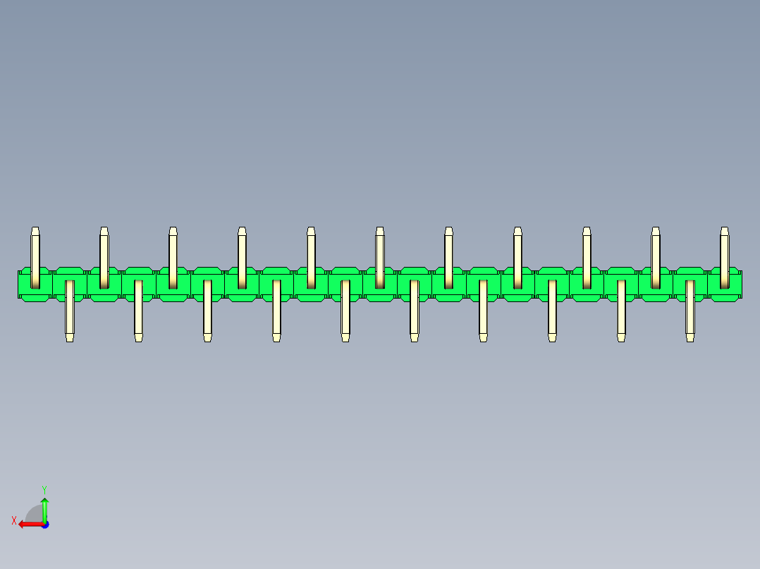彩色公排针 100mil 2.54mm 系列-DS1022_green_21p_100mil_Type_SMT_R1_rev1.0后视图