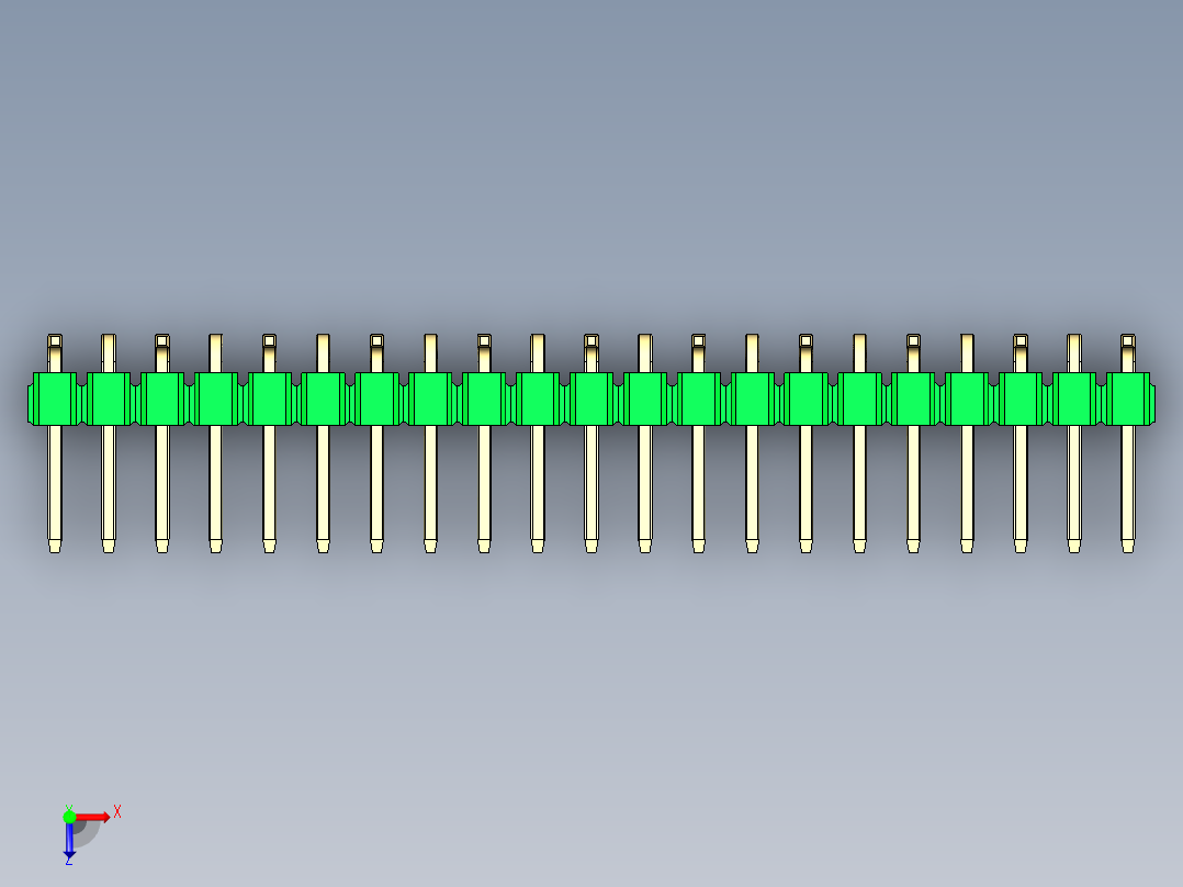 彩色公排针 100mil 2.54mm 系列-DS1022_green_21p_100mil_Type_SMT_R1_rev1.0俯视图