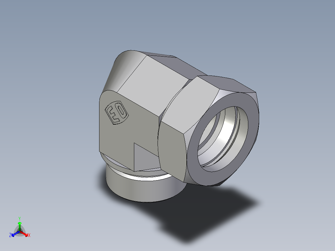 卡套式工业通用硬管接头EO_Male_stud_elbow_WE42LM71正等轴测图