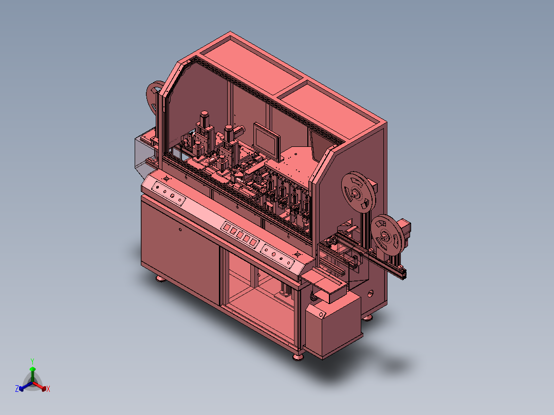 银行卡开槽植芯片机正等轴测图