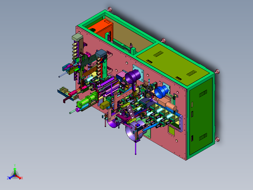圆筒直流马达磁瓦轴承装配线正等轴测图