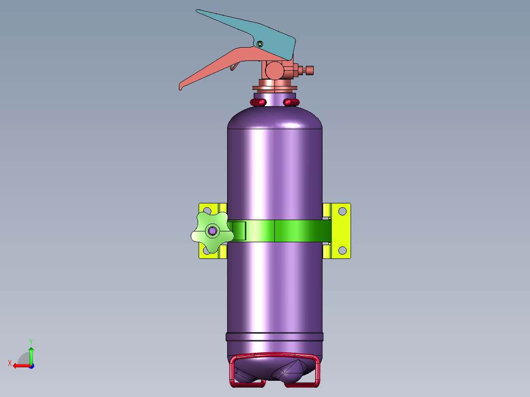 悬挂壁装支架灭火器后视图