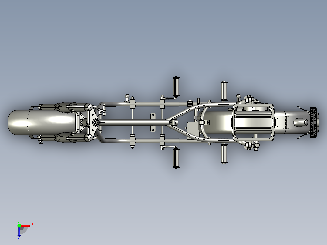车架、前叉-挡泥板总成俯视图