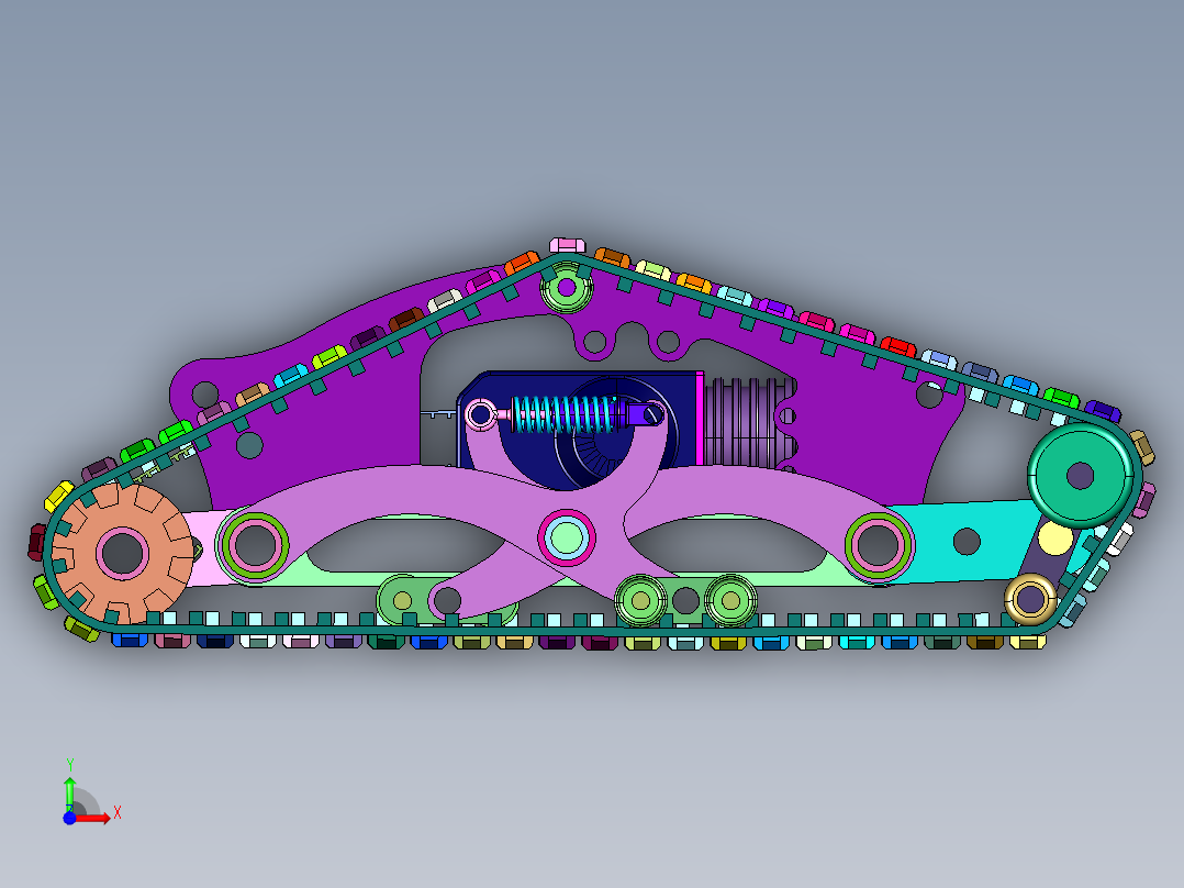 单人坦克式履带滑板前视图