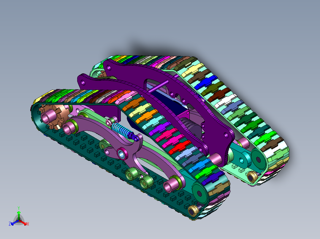 单人坦克式履带滑板正等轴测图