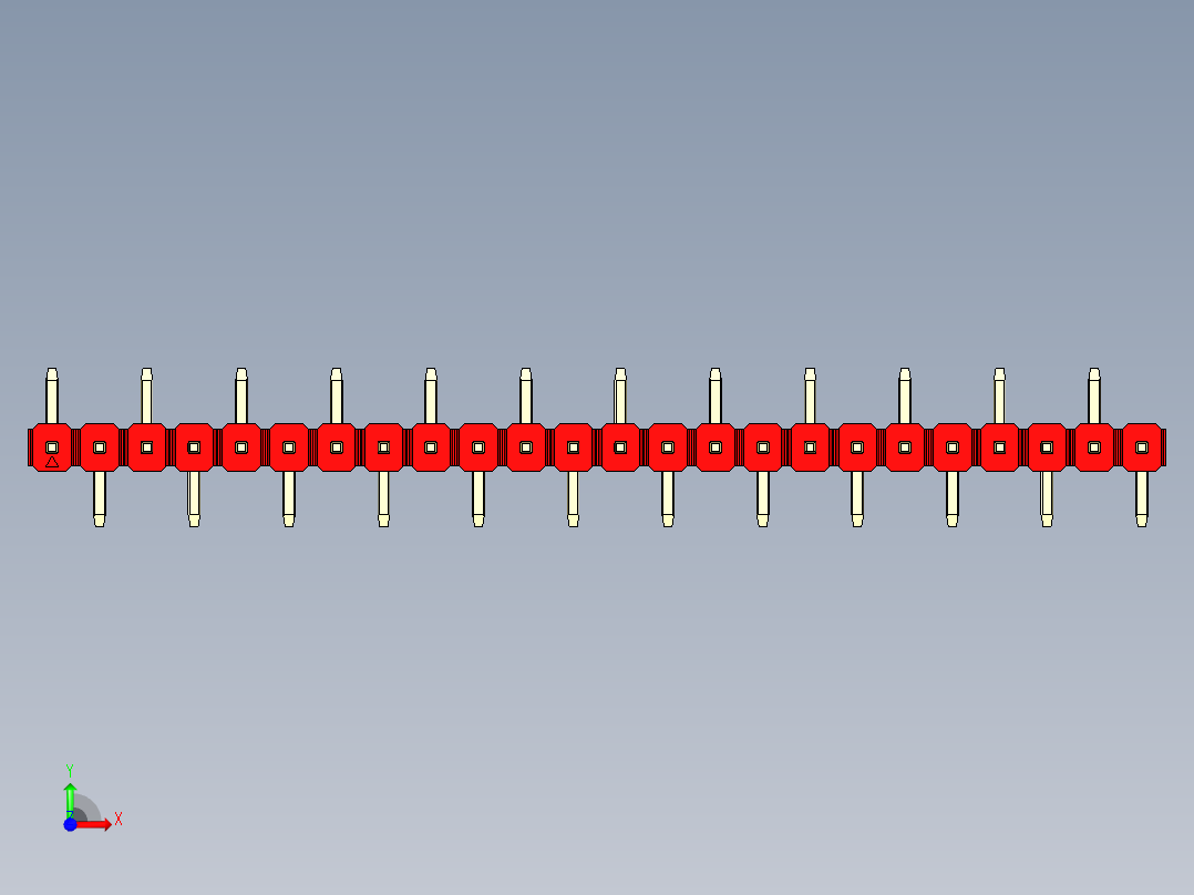 彩色公排针 100mil 2.54mm 系列-DS1022_red_24p_100mil_Type_SMT_R1_rev1.0前视图