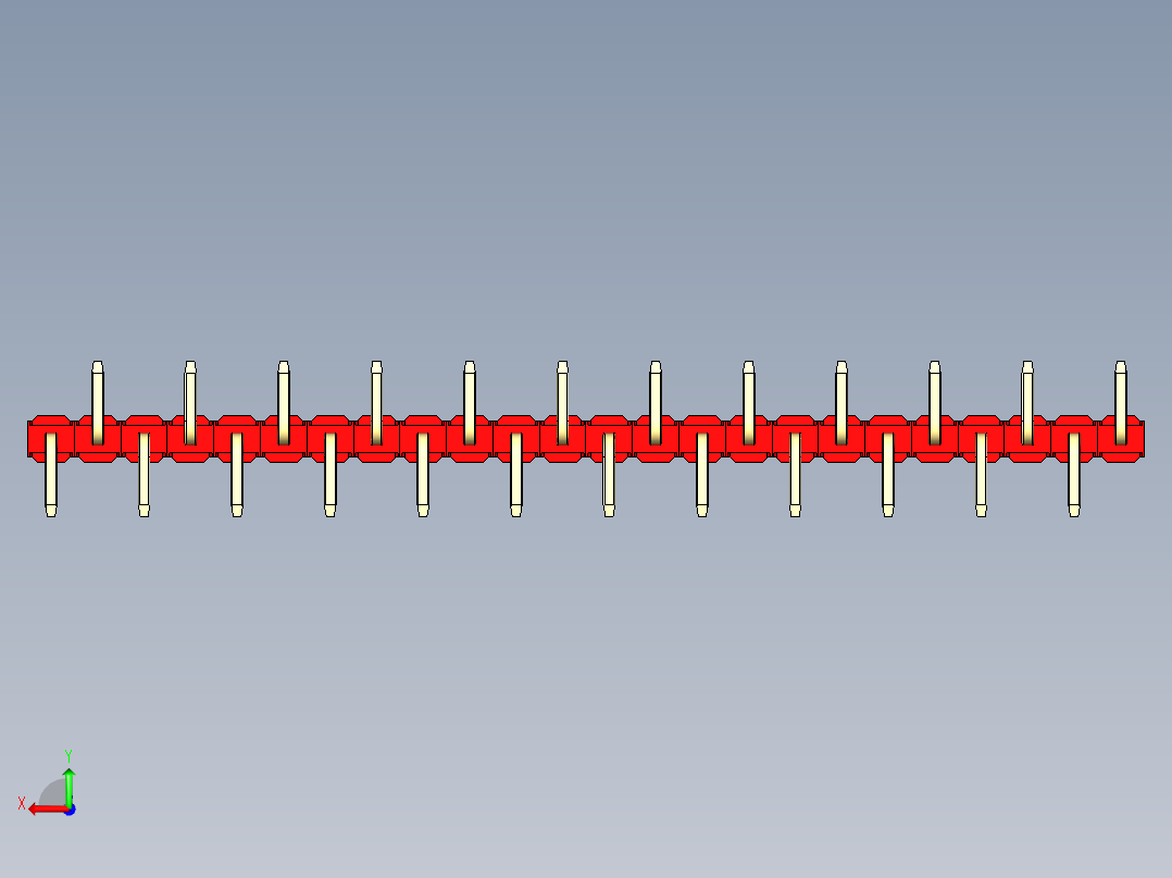 彩色公排针 100mil 2.54mm 系列-DS1022_red_24p_100mil_Type_SMT_R1_rev1.0后视图