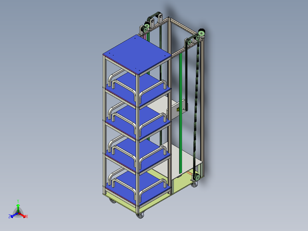 Q136-垂直可移动型车库设计【三维proe】-精