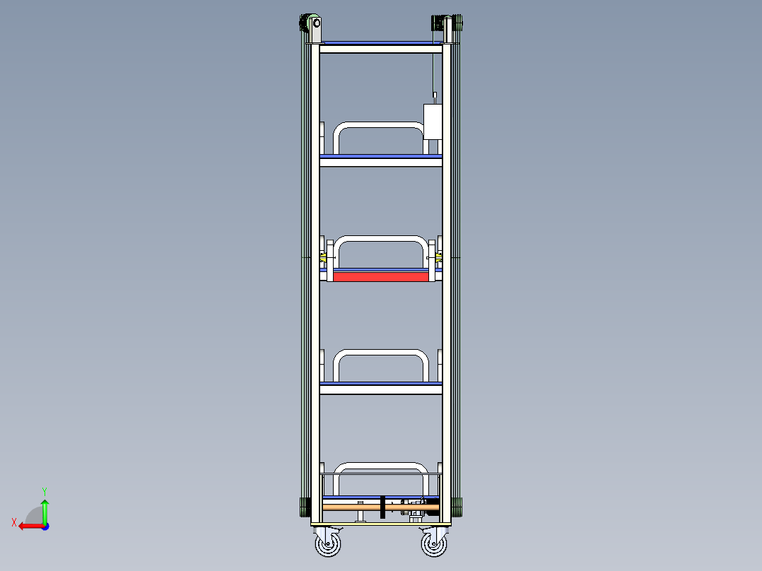Q136-垂直可移动型车库设计【三维proe】-精后视图