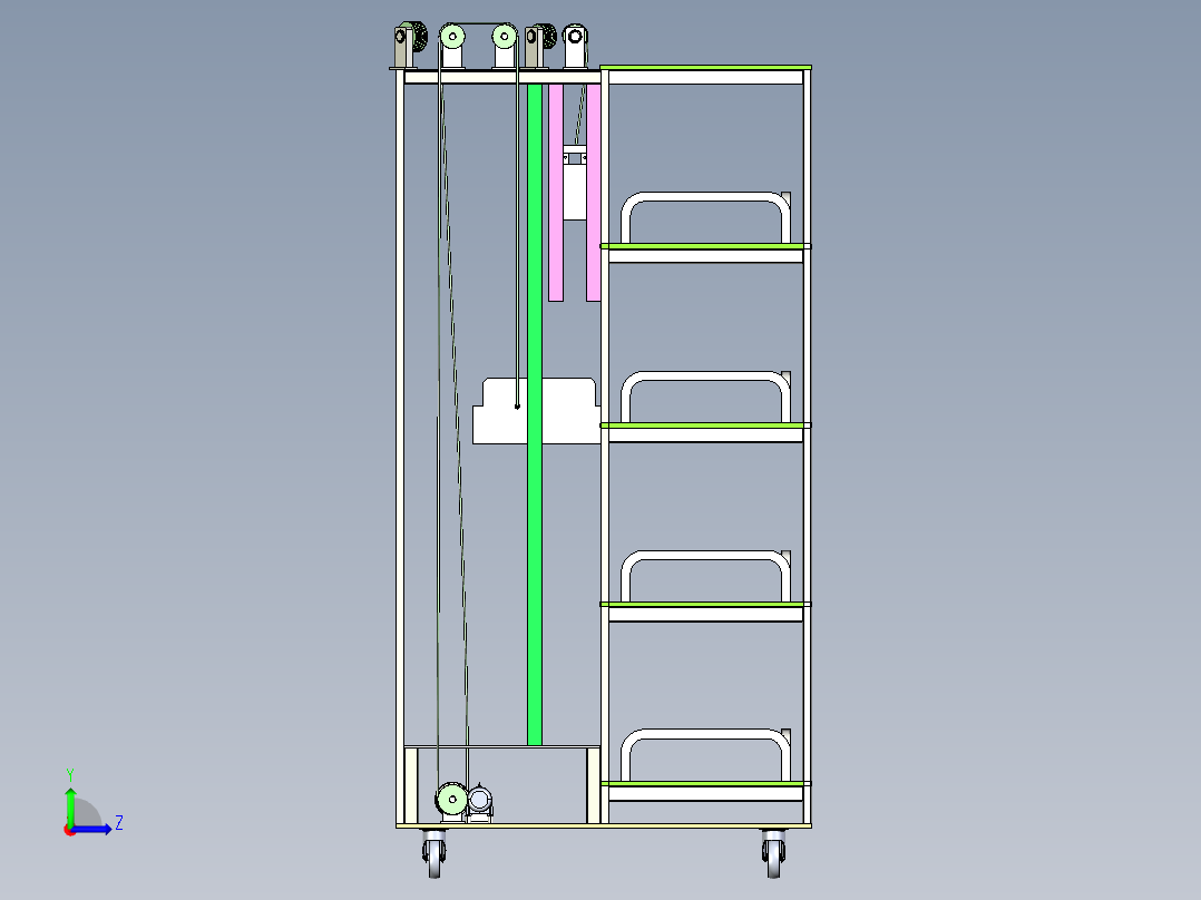 Q136-垂直可移动型车库设计【三维proe】-精左视图