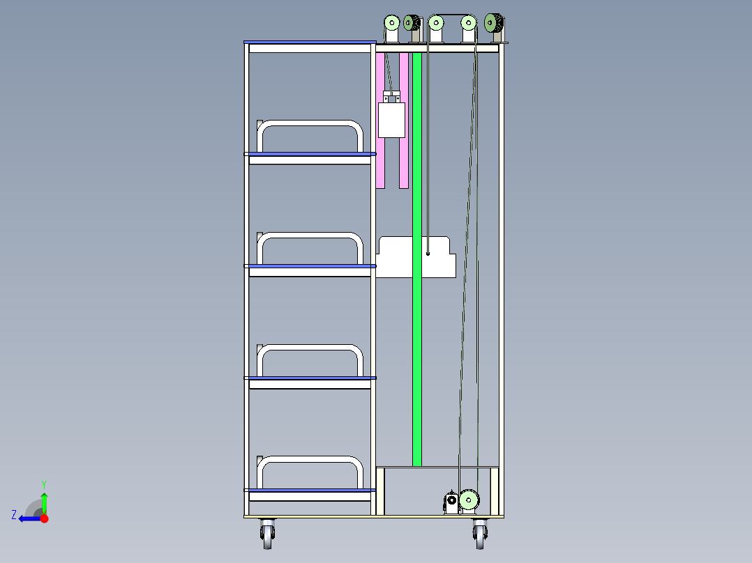 Q136-垂直可移动型车库设计【三维proe】-精右视图