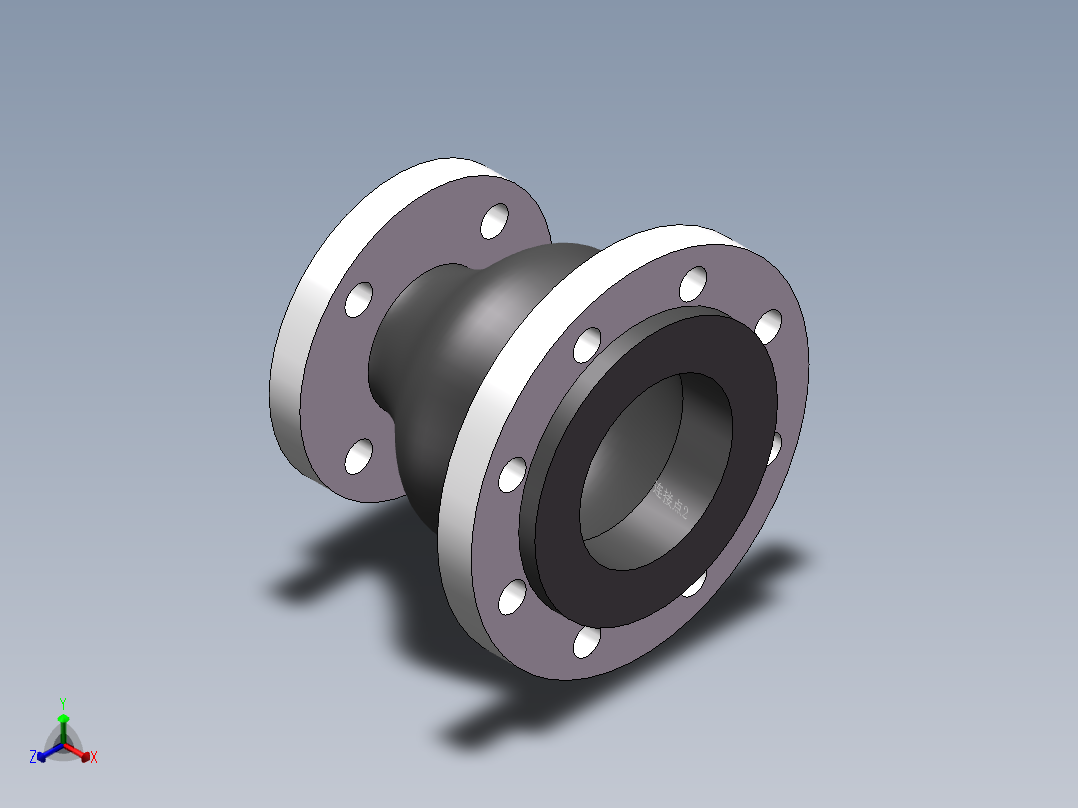 同心异径橡胶接头 法兰304 DN80-DN400正等轴测图