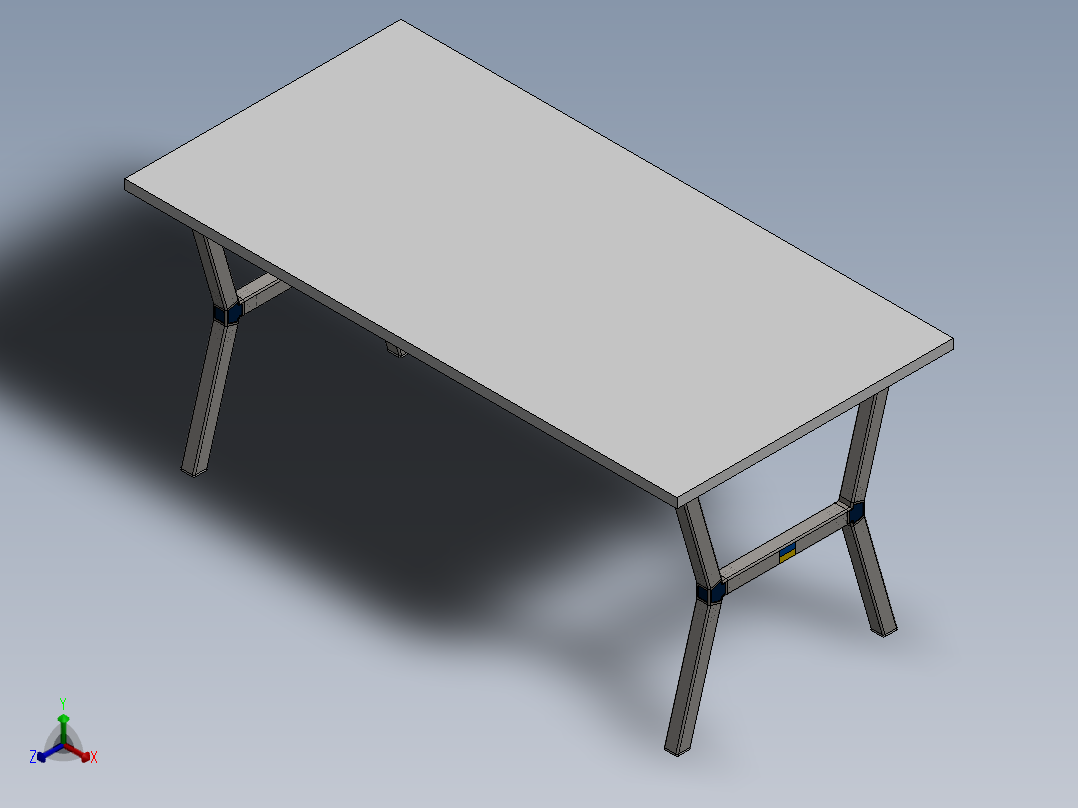 Desk-07 - 带袖管状腿正等轴测图