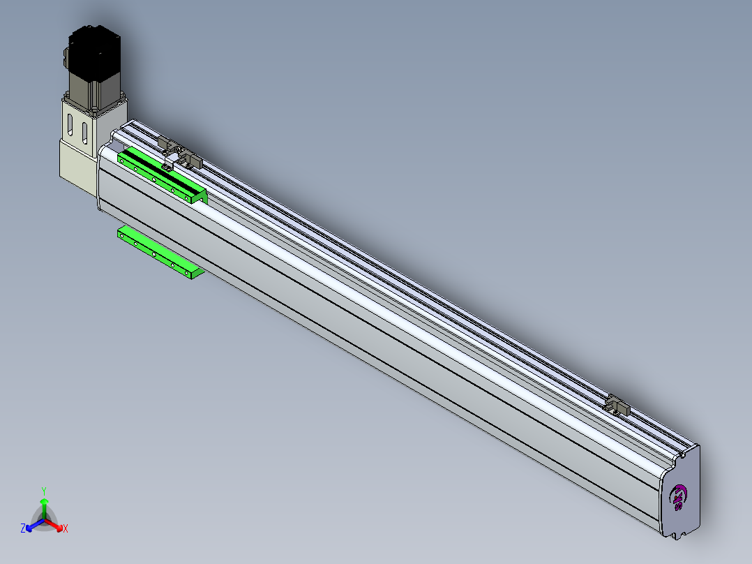 同步带滑台-半封闭B13-L90-S800-R-P40-D3正等轴测图
