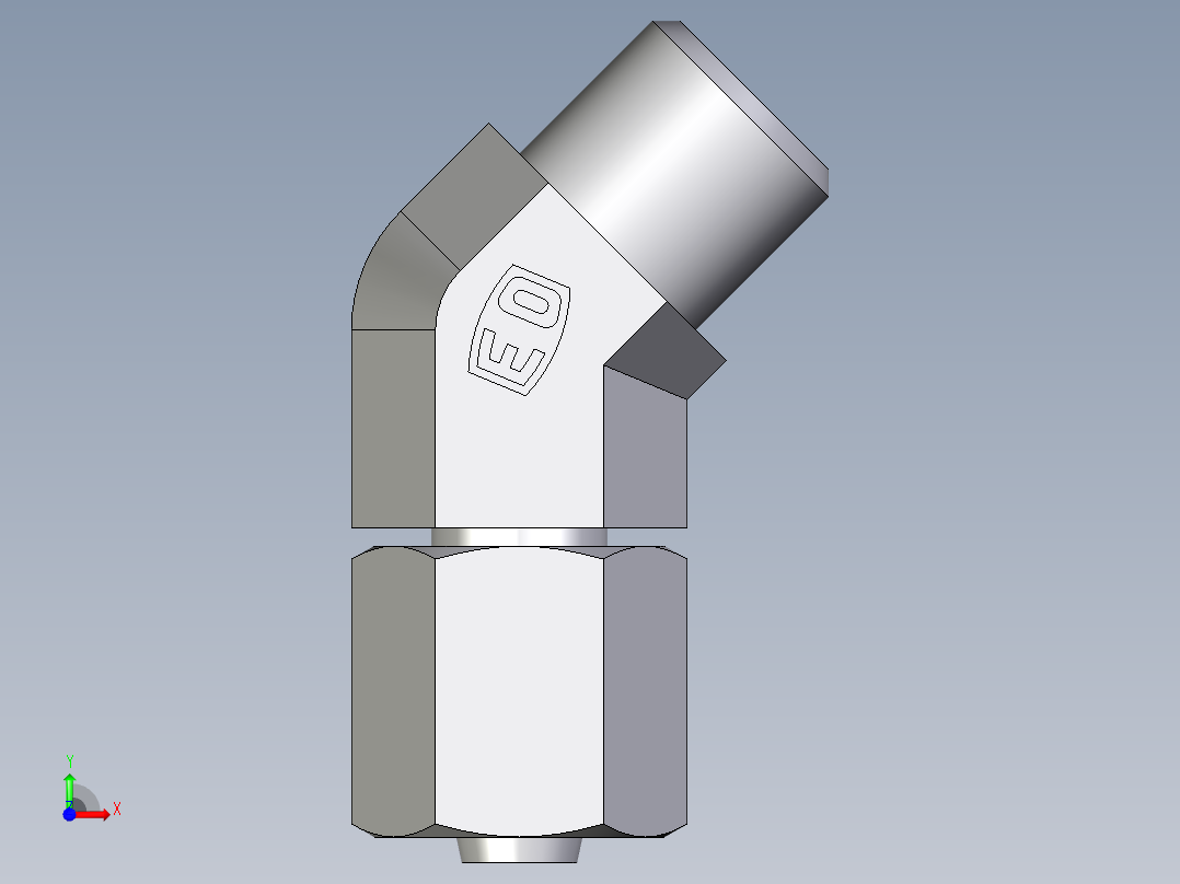 卡套式工业通用硬管接头EO_Swivel_nut_45_deg_elbow_EV06LOMD71前视图