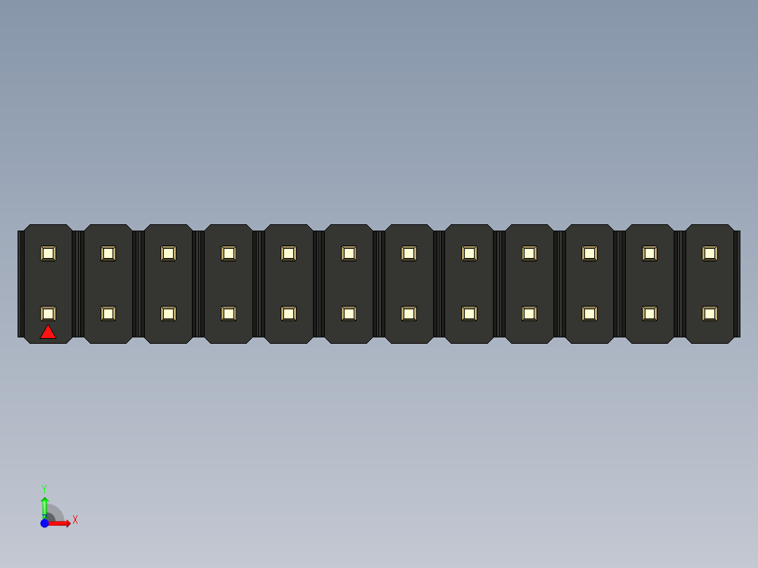 彩色公头100mil（2.54mm）系列-DS1021_black_2x12p_100mil_Type1_rev1.0前视图