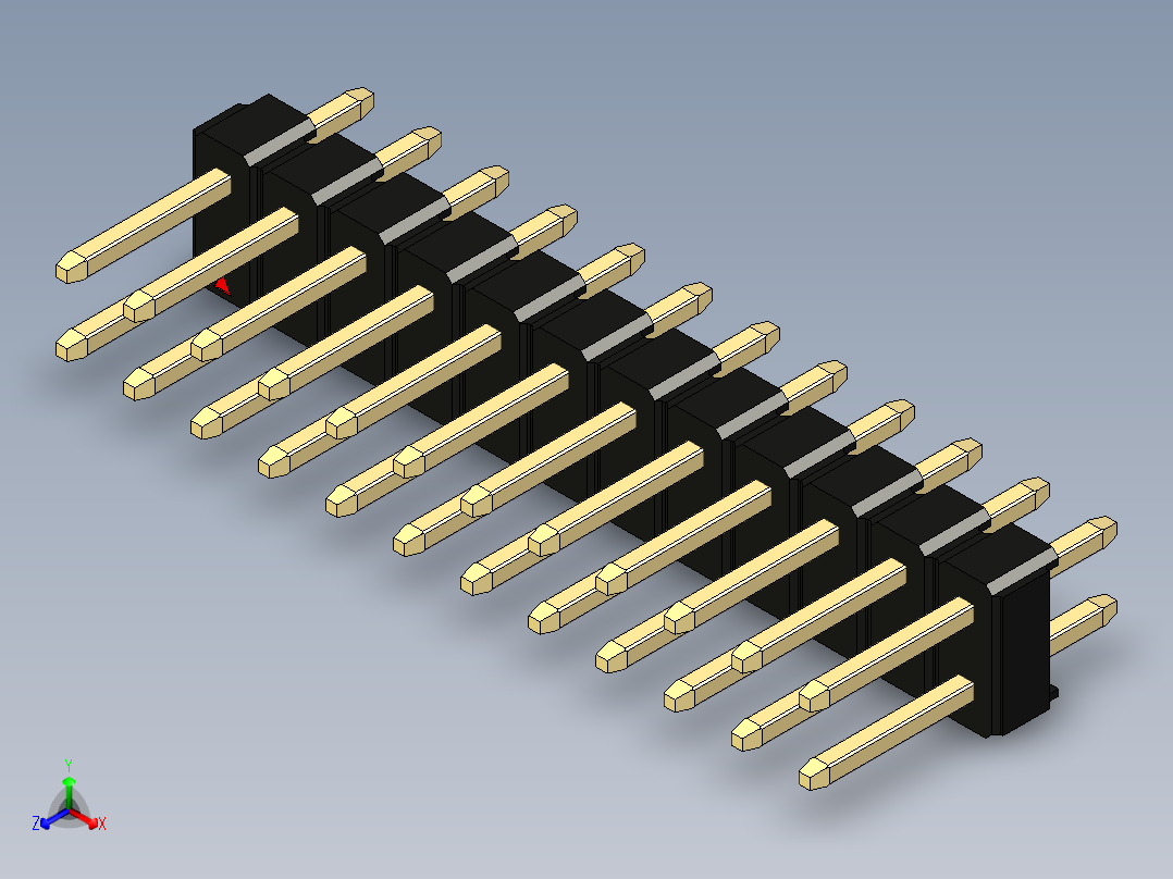 彩色公头100mil（2.54mm）系列-DS1021_black_2x12p_100mil_Type1_rev1.0正等轴测图