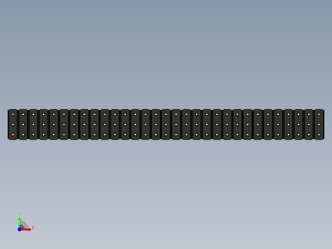 彩色公头100mil（2.54mm）系列-DS1021_black_3x31p_100mil_Type1_rev1.0前视图