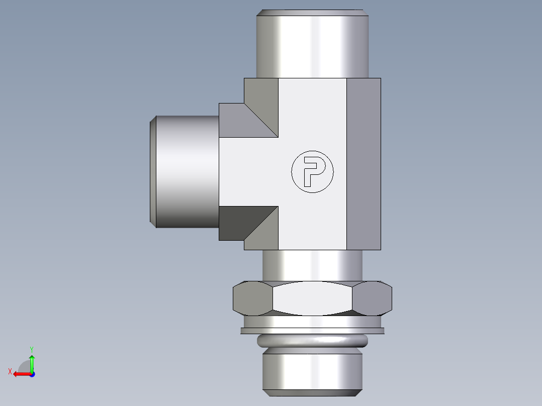 卡套式工业通用硬管接头EO_Adjustable_locknut_run_tee_LEE12LMOROMDCF后视图