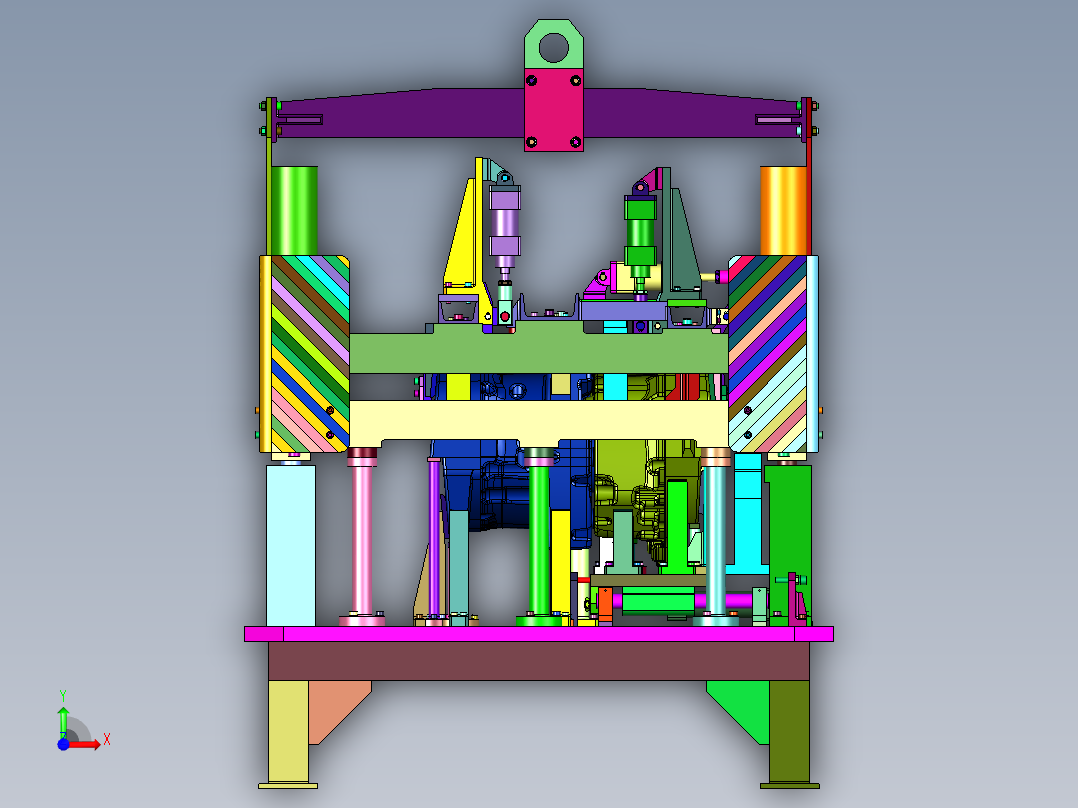 发动机缸体铸造用组合吊具前视图