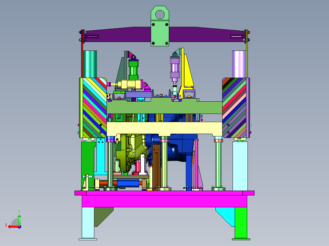发动机缸体铸造用组合吊具后视图