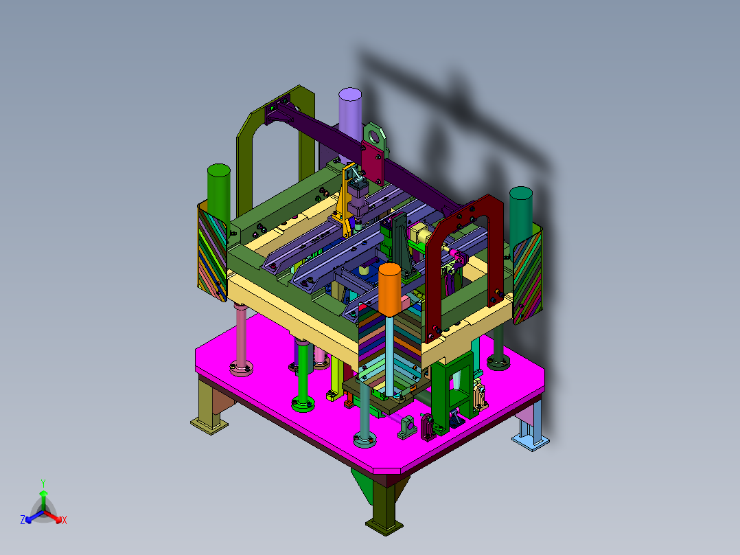 发动机缸体铸造用组合吊具正等轴测图