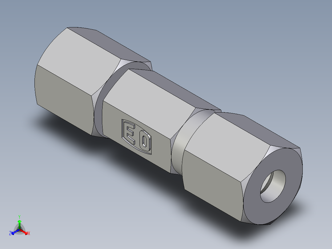 卡套式工业通用硬管接头EO_Distance_piece_adapter_DA06ZL71正等轴测图