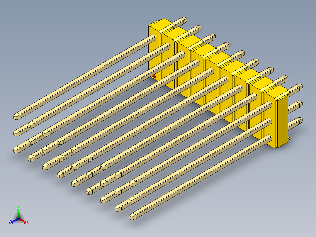 彩色公头100mil（2.54mm）系列-DS1021_yellow_3x09p_100mil_Type43_rev1.0