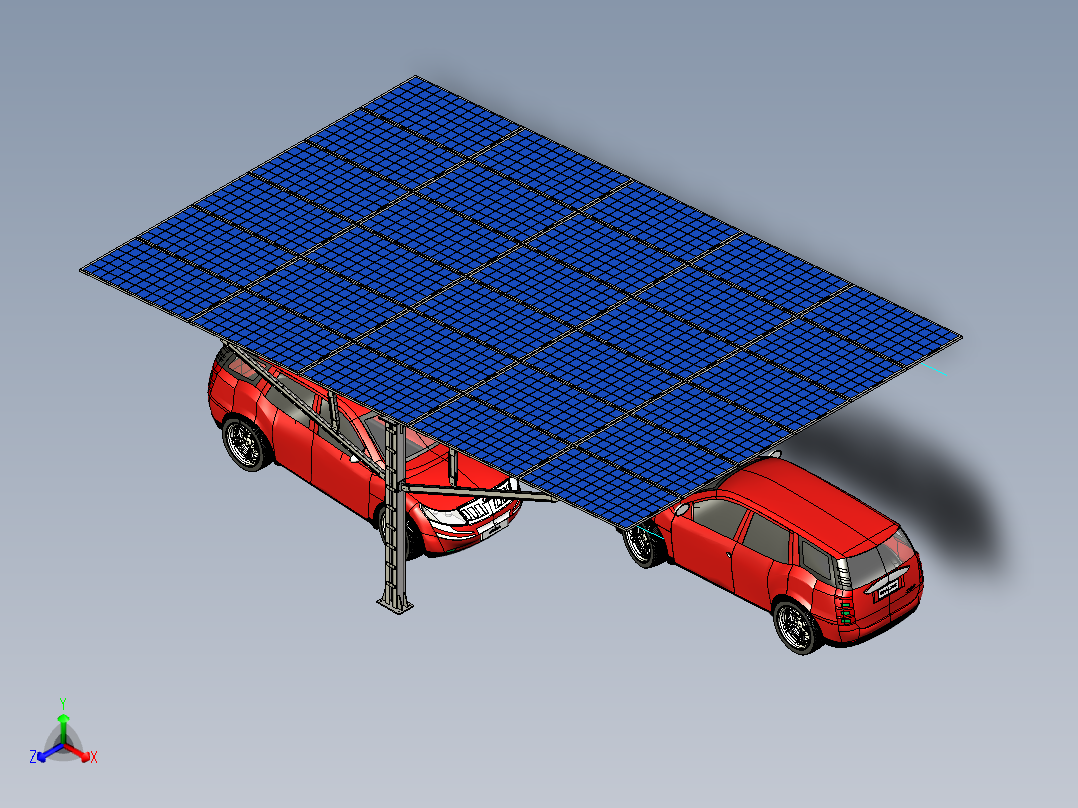 带太阳能模块的停车场结构--stp