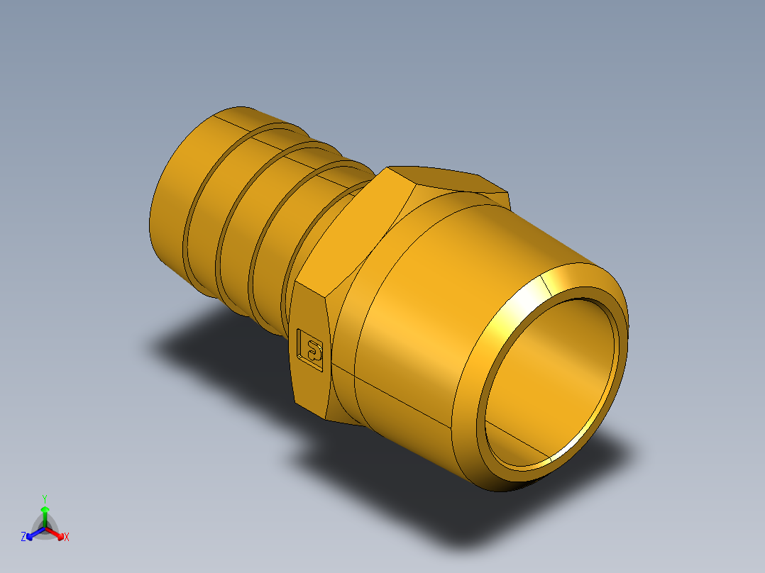 倒齿式工业管接头Hose Barb to Male Pipe 125HBL-12-12正等轴测图