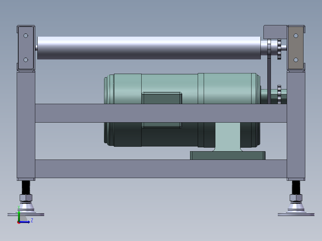 滚筒输送机三维SW模型左视图