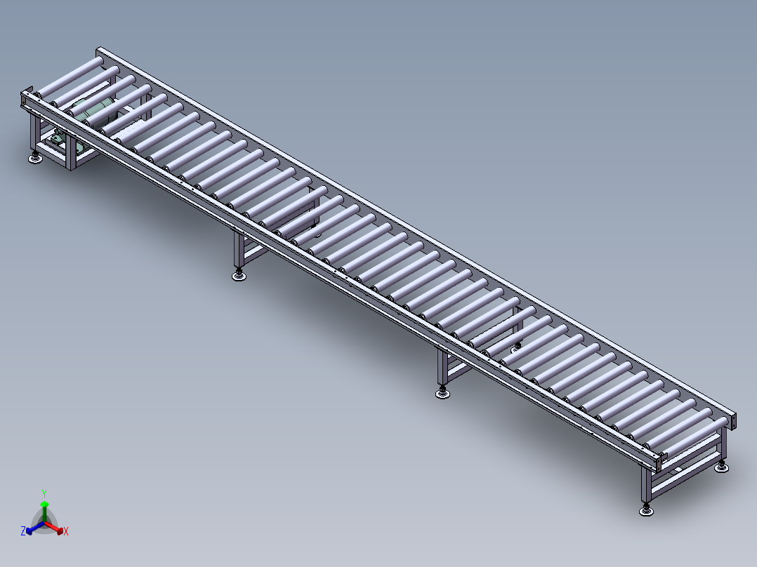 滚筒输送机三维SW模型正等轴测图