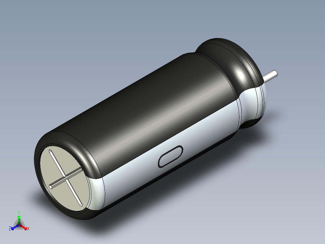 无源元件封装-CAP_RAD_D8x20_POL_BK正等轴测图