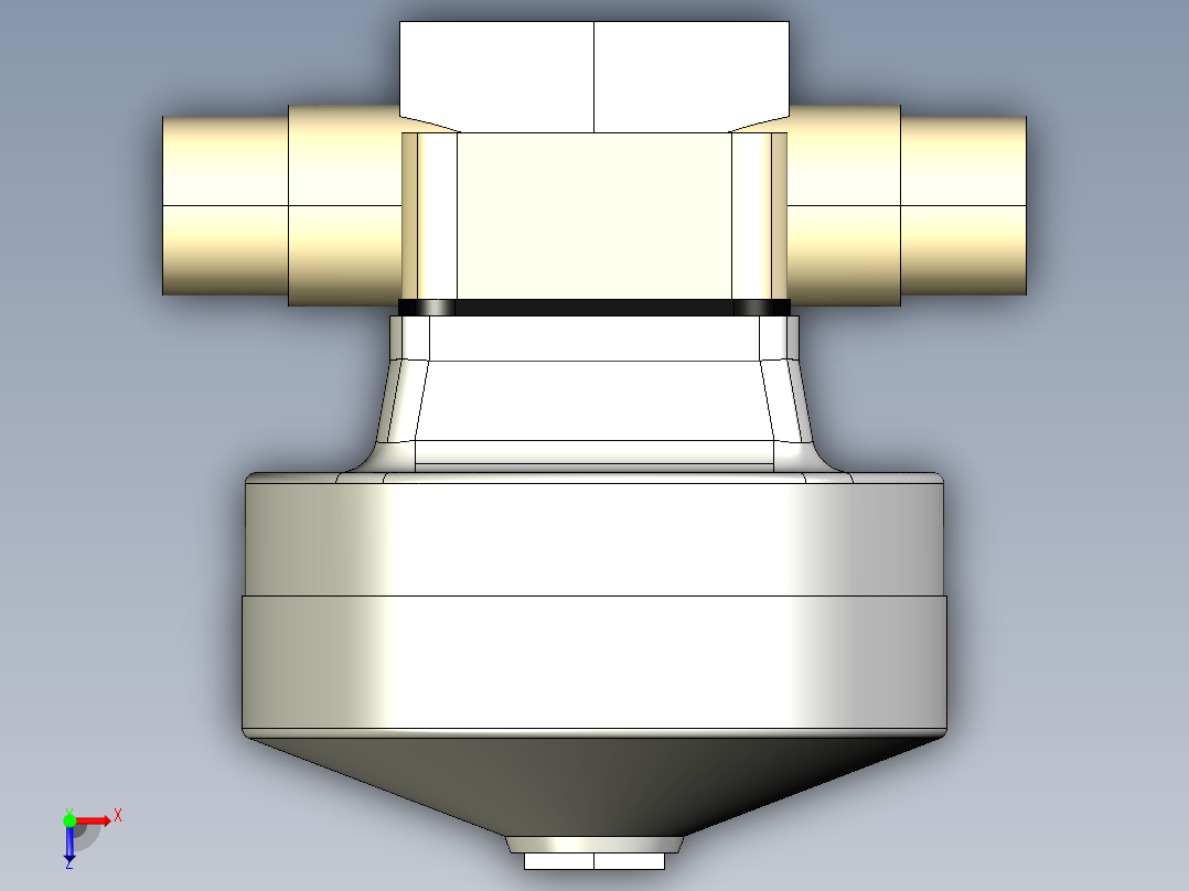 2DKMDMCP NO-DA 气动隔膜阀、常开型双作用，与男性的两端，公制系列PP-H俯视图