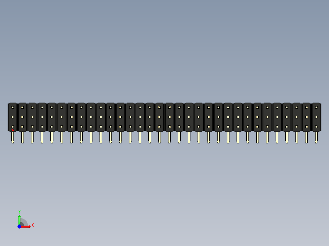 彩色公排针 100mil 2.54mm 系列-DS1022_black_3x32p_100mil_TypeD_rev1.0前视图