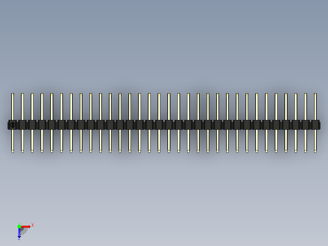 彩色公排针 100mil 2.54mm 系列-DS1022_black_3x32p_100mil_TypeD_rev1.0俯视图