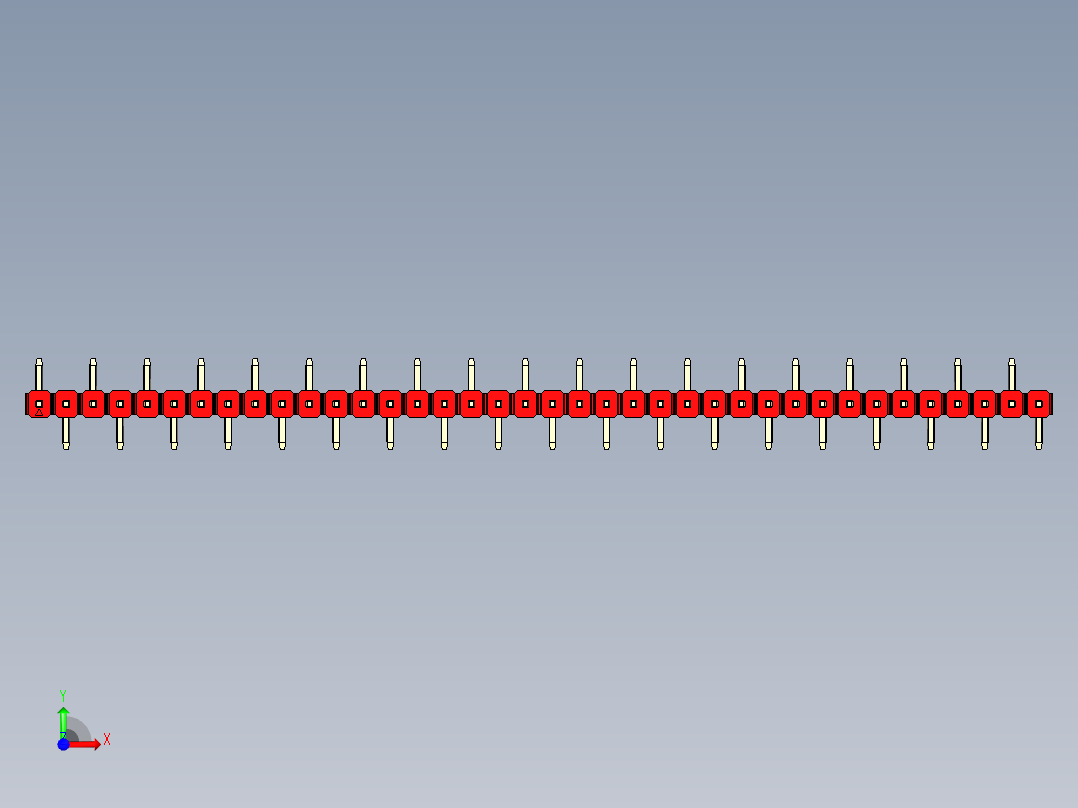 彩色公排针 100mil 2.54mm 系列-DS1022_red_38p_100mil_Type_SMT_R1_rev1.0前视图