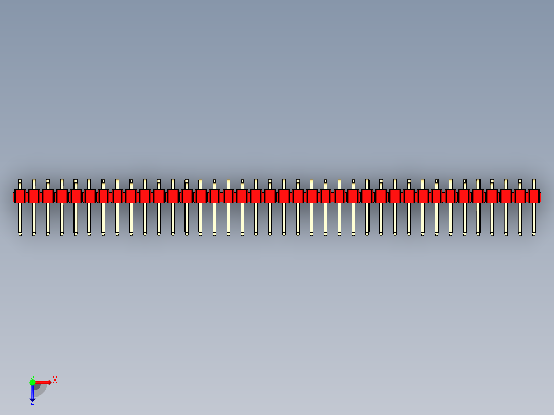 彩色公排针 100mil 2.54mm 系列-DS1022_red_38p_100mil_Type_SMT_R1_rev1.0俯视图