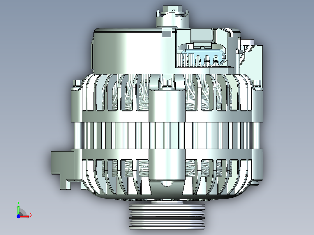 Delphi发电机模型3D图纸 STP格式前视图