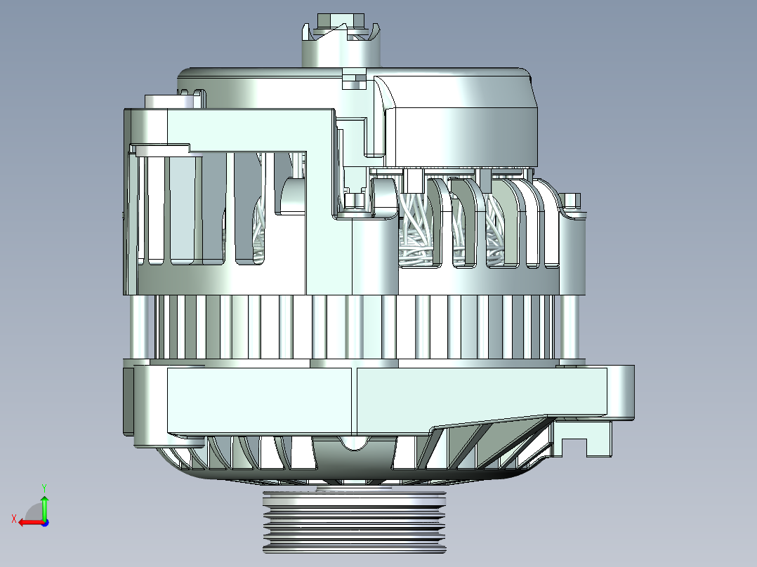 Delphi发电机模型3D图纸 STP格式后视图
