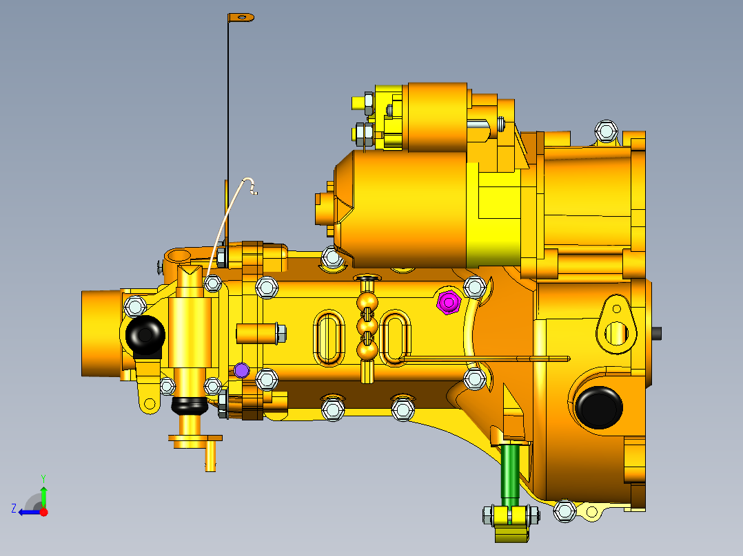 双排座车用变速箱 无内部细节右视图