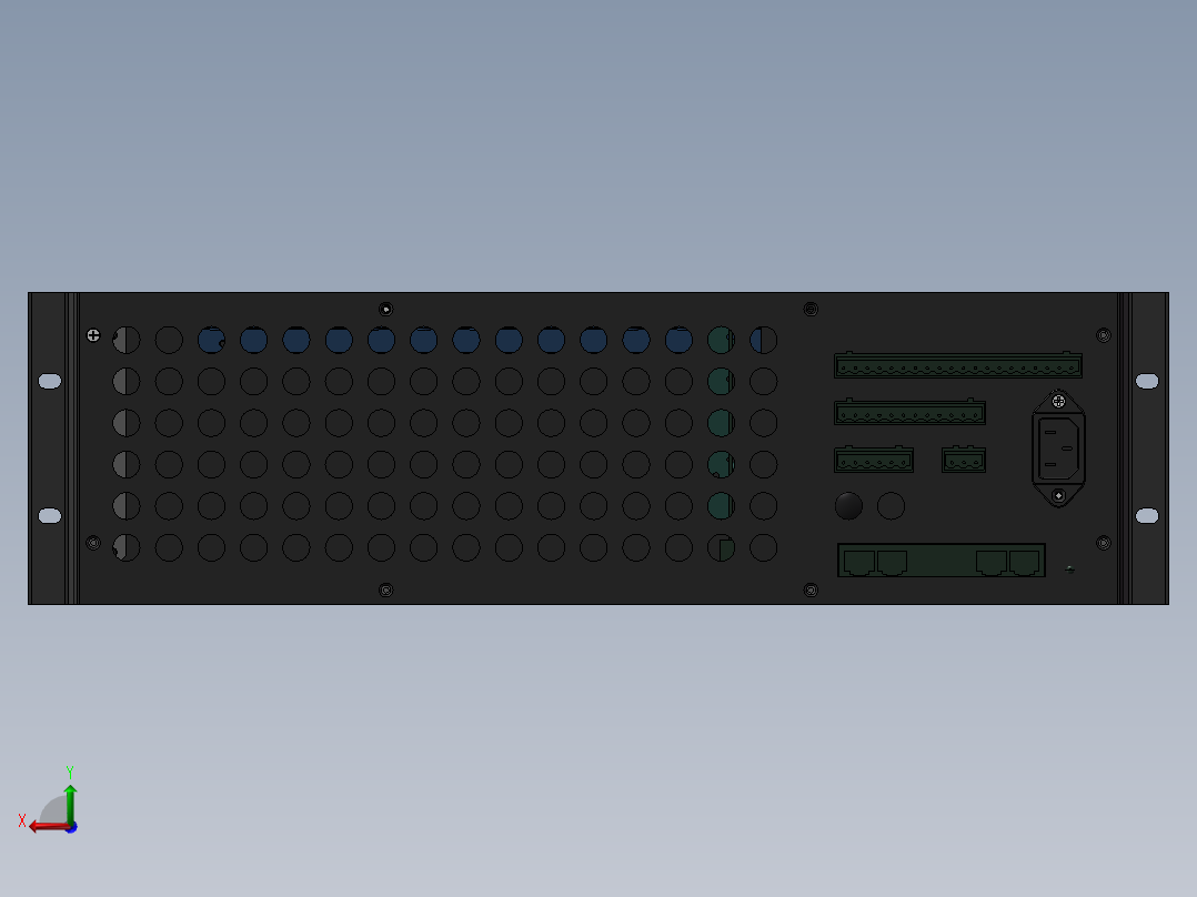 通讯3U机箱三维模型后视图