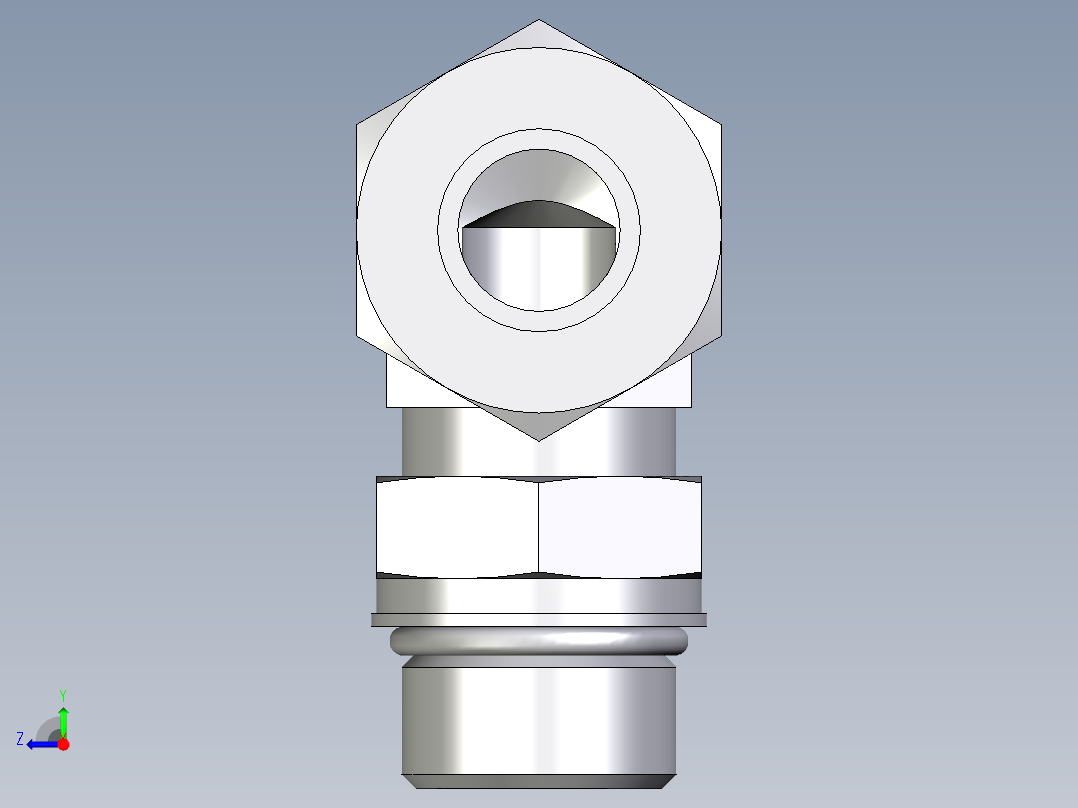 卡套式工业通用硬管接头EO_Adjustable_Locknut_elbow_WEE20ZSMORCF右视图